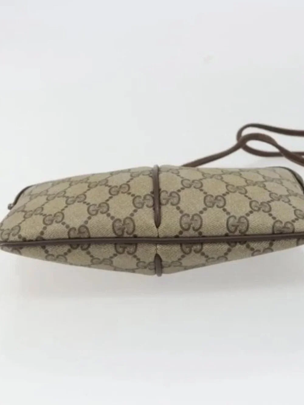 GUCCI GG Supreme Web Sherry Line Bag PVC Beige Gold 904 02 047 Auth 189616